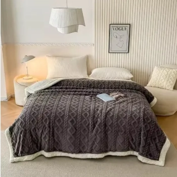 Koc Grafitowy 160x200 Sweterek Baranek dwustronny Sherpa – wyjątkowo miękki i przytulny